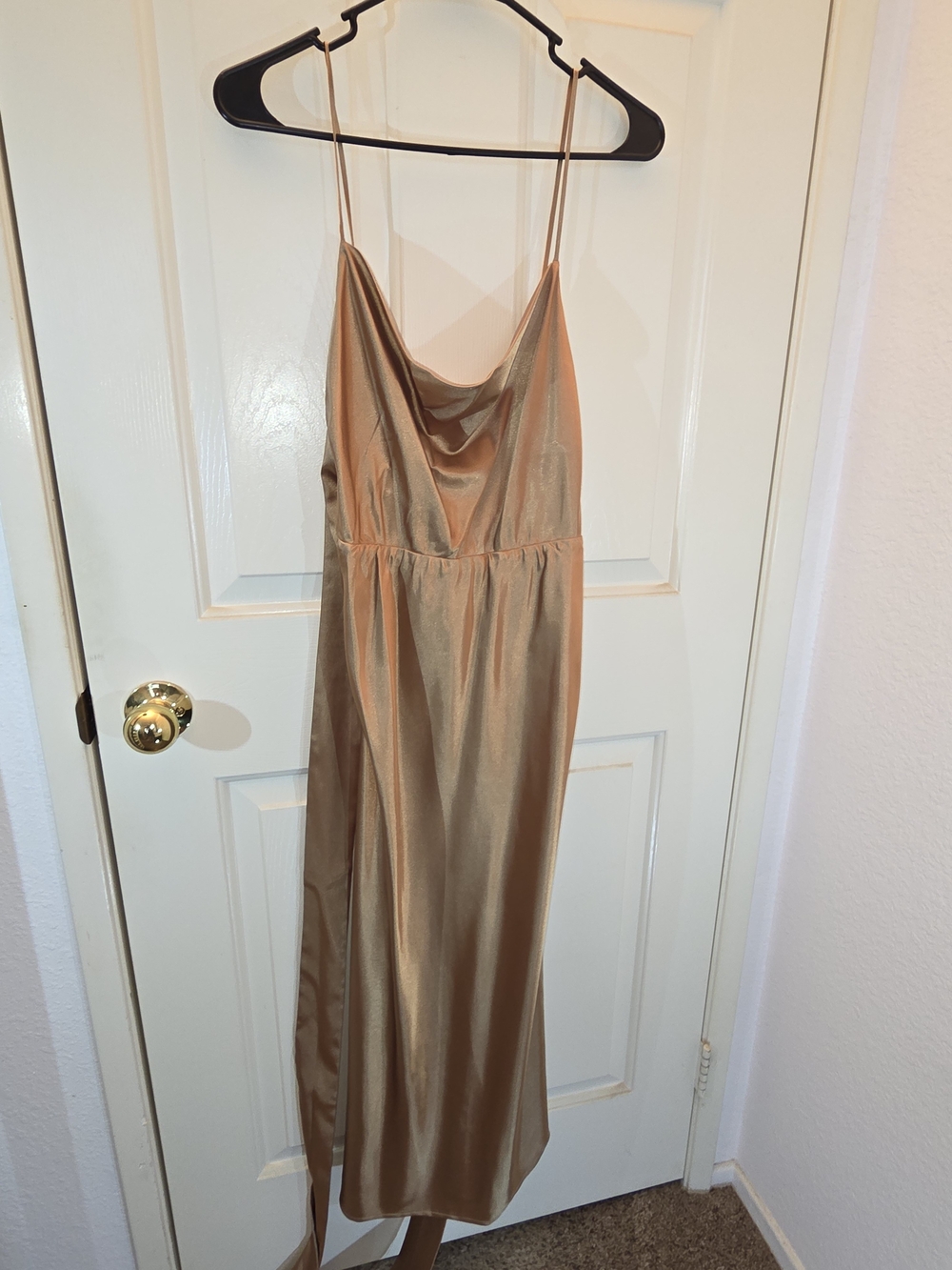 Grace Loves Lace Metallic Gold Satin Midi Dress - Picture 4 of 6
